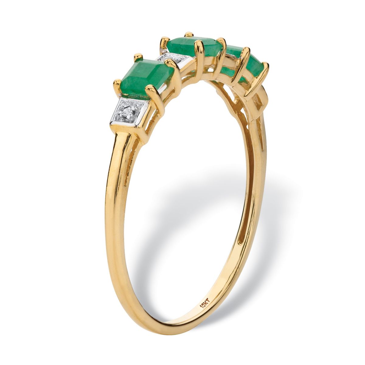 .67 Cttw. Princess-Cut Genuine Emerald Solid 10k Yellow Gold Ring