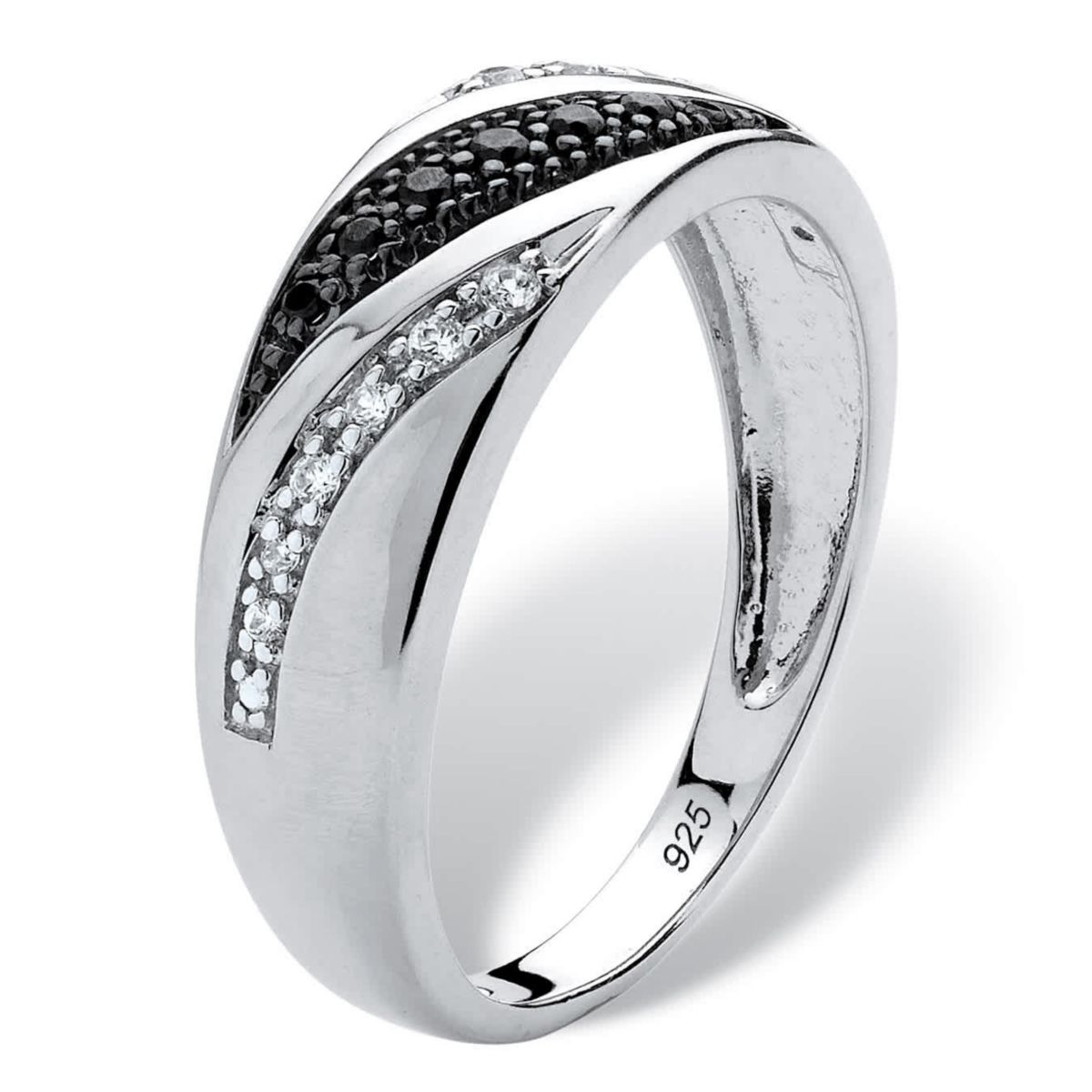 Seta Jewelry Men's 1/5 TCW Black and White Diamond Ring Platinum-plated ...
