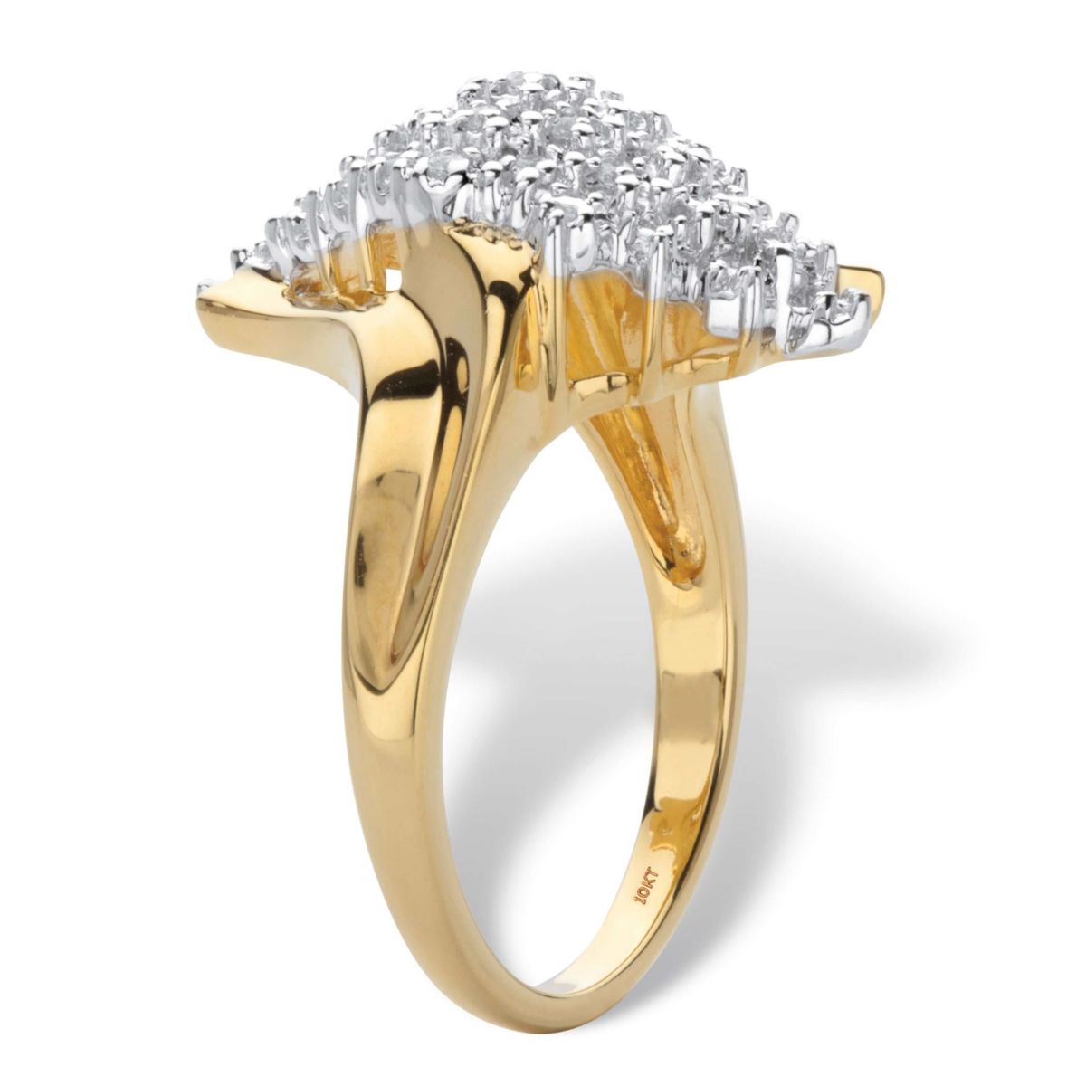 Seta Jewelry 1/8 Cttw. Round Diamond Solid 10k Yellow Gold Diagonal ...