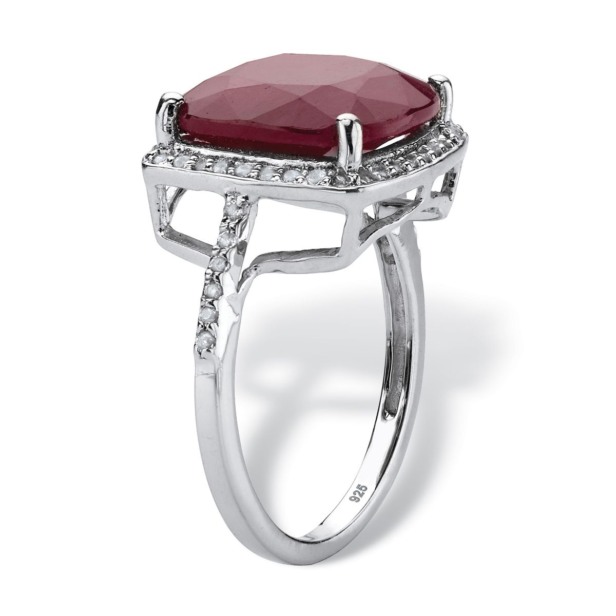 Seta Jewelry 4.25 Cttw. .925 Silver Cushion-Cut Genuine Red Ruby and ...