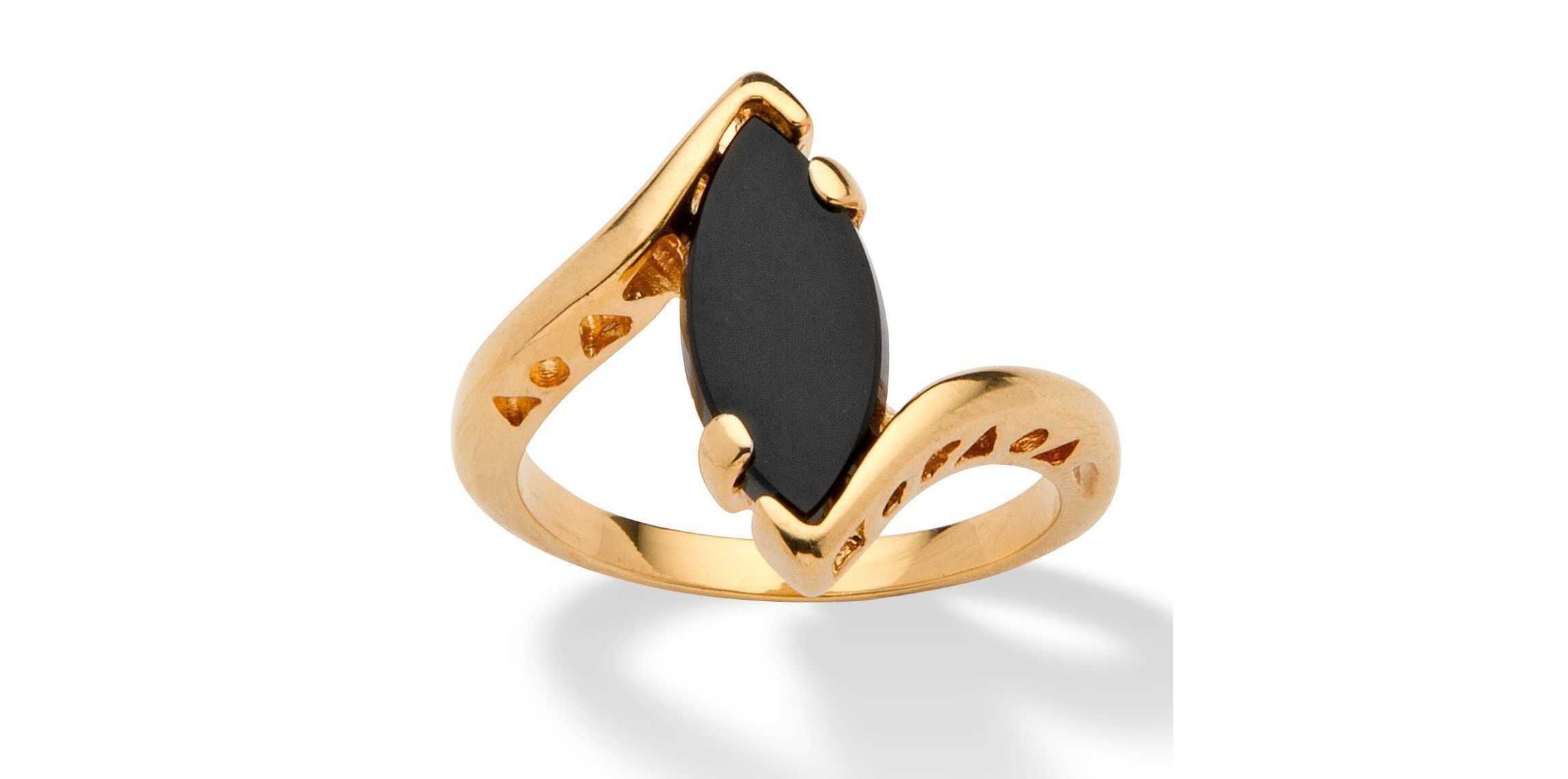 18k Gold Plated Genuine Onyx Ring
