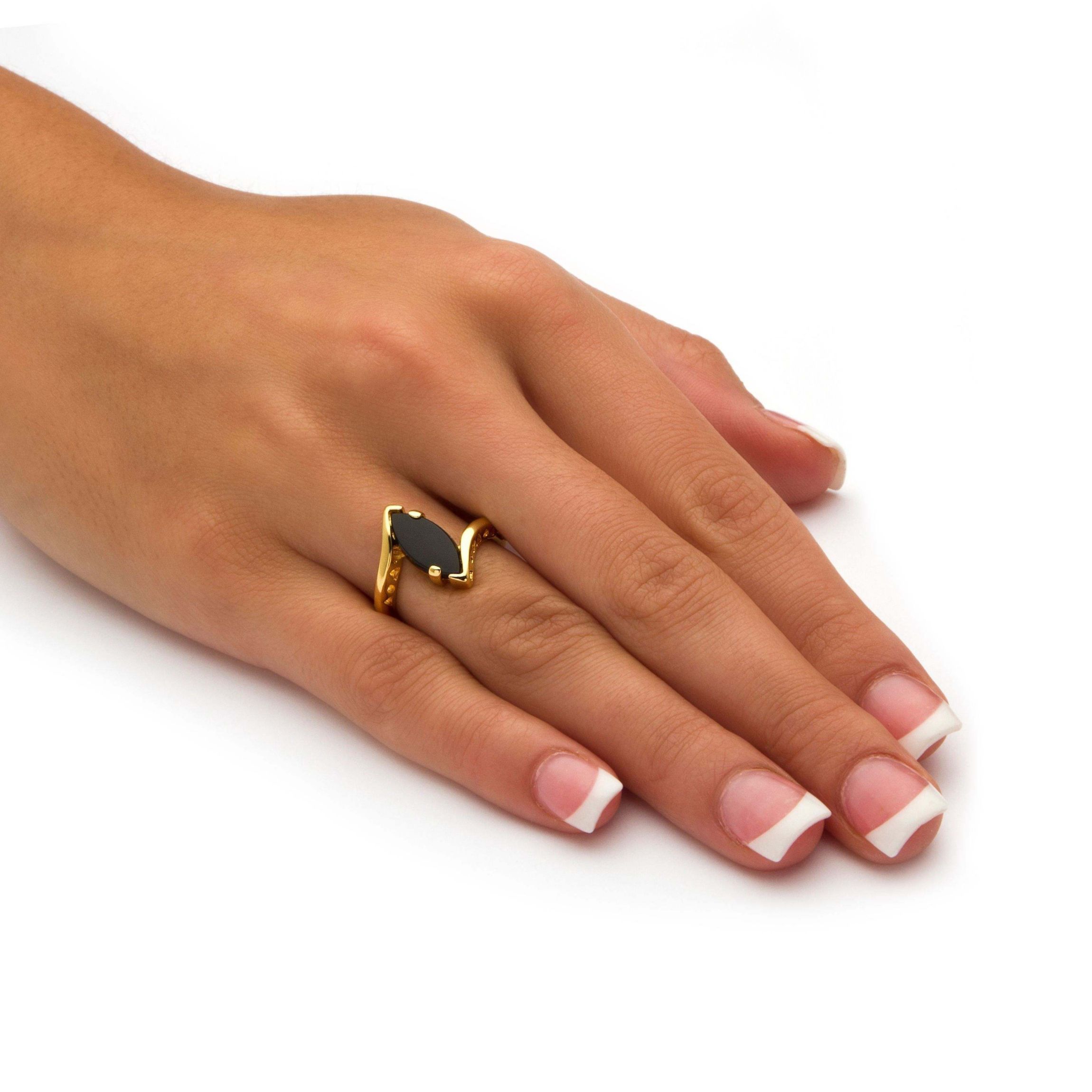 18k Gold Plated Genuine Onyx Ring