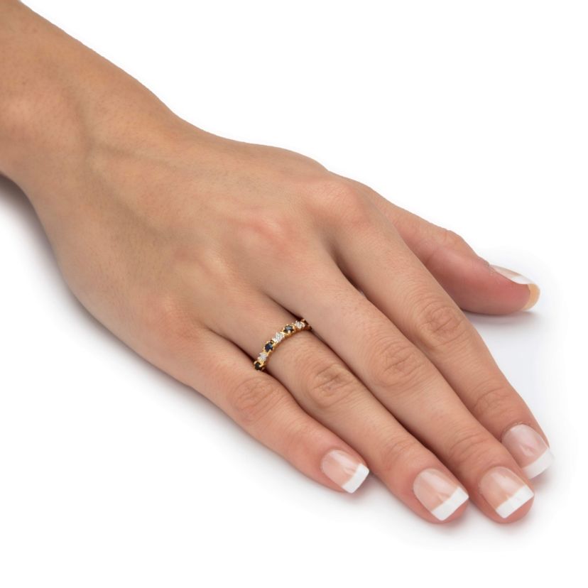 .32 Cttw. Round Genuine Sapphire Diamond Accent Solid 10k Yellow Gold Ring