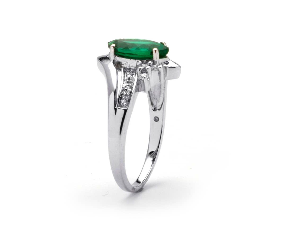 Lab Created 1.52 TCW Marquise-Cut Emerald Ring in Platinum-plated Sterling Silver