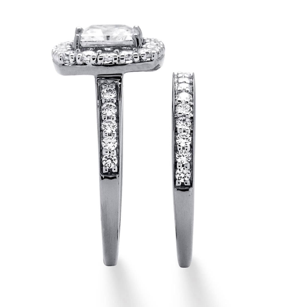 Lab Created 2.60 Cttw Platinum-plated Silver Created White Sapphire Engagement Ring Set