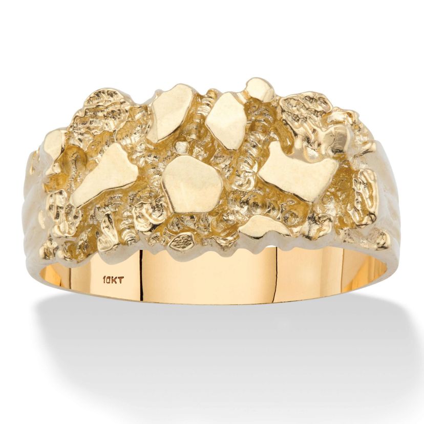 Mens Solid 10k Yellow Gold Nugget Ring