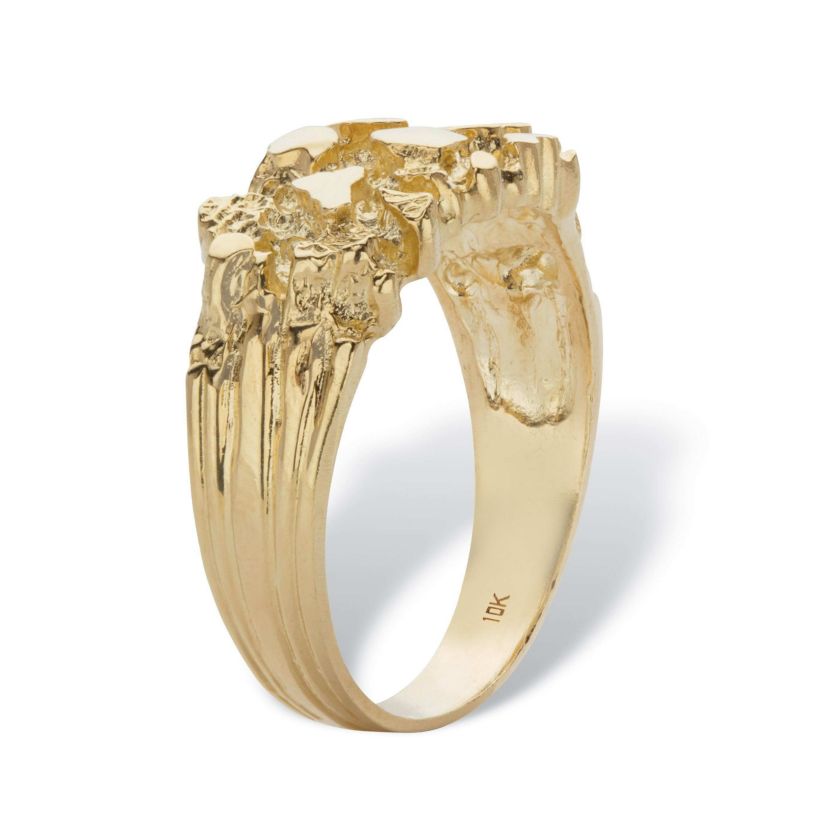 Mens Solid 10k Yellow Gold Nugget Ring