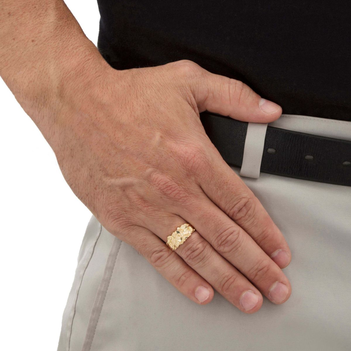 Mens Solid 10k Yellow Gold Nugget Ring