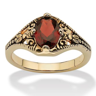 Seta Jewelry 1.40 Cttw. Genuine Garnet Gold-Plated Vintage Style Ring, 10