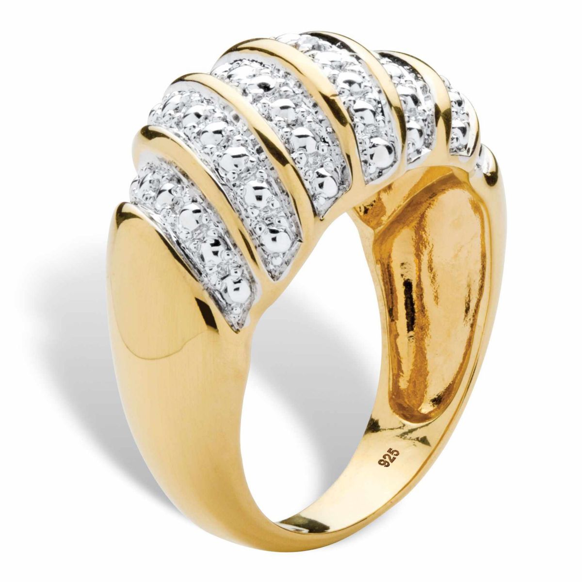 Seta Jewelry Diamond Accent Dome Ring in 14k Gold-plated Sterling ...