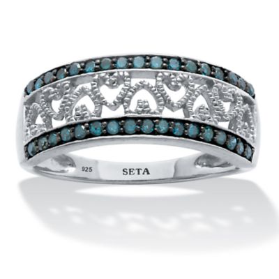 Seta Jewelry .25 TCW Blue Diamond Sterling Silver Interchanging Heart ...