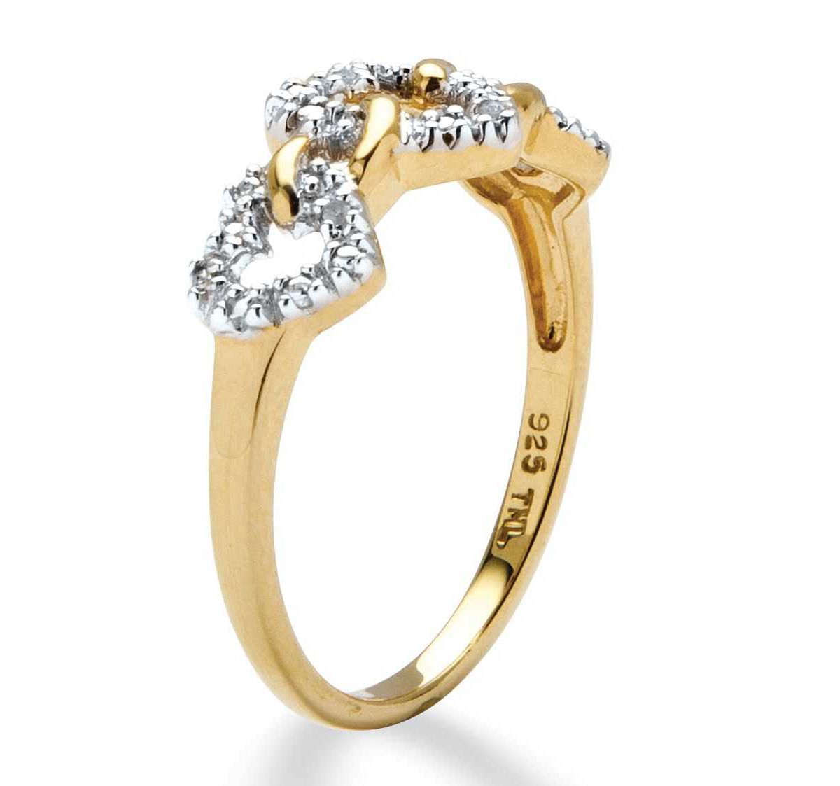 Seta Jewelry Diamond Accent Triple Heart Ring 18k Gold-plated Sterling ...