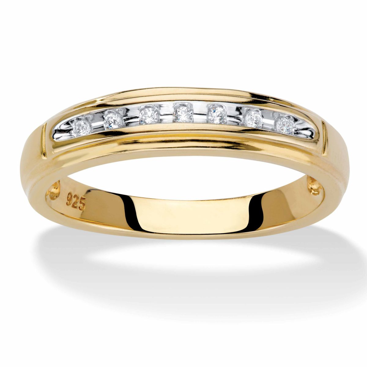 Mens Diamond Accent 18k Gold-plated Sterling Silver Wedding Ring
