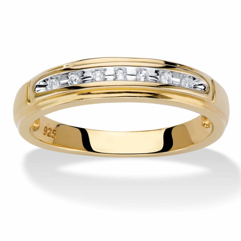 Mens Diamond Accent 18k Gold-plated Sterling Silver Wedding Ring