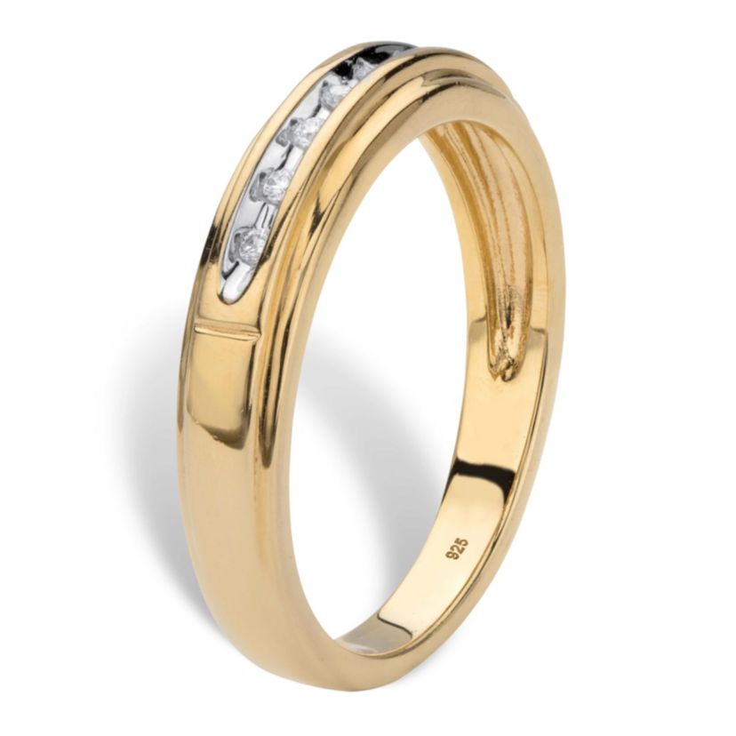 Mens Diamond Accent 18k Gold-plated Sterling Silver Wedding Ring