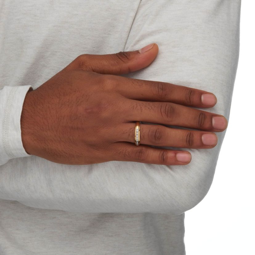 Mens Diamond Accent 18k Gold-plated Sterling Silver Wedding Ring