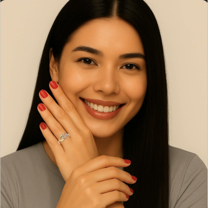 Diamond Accent Interlocking Heart Ring in Gold-Plated Sterling Silver