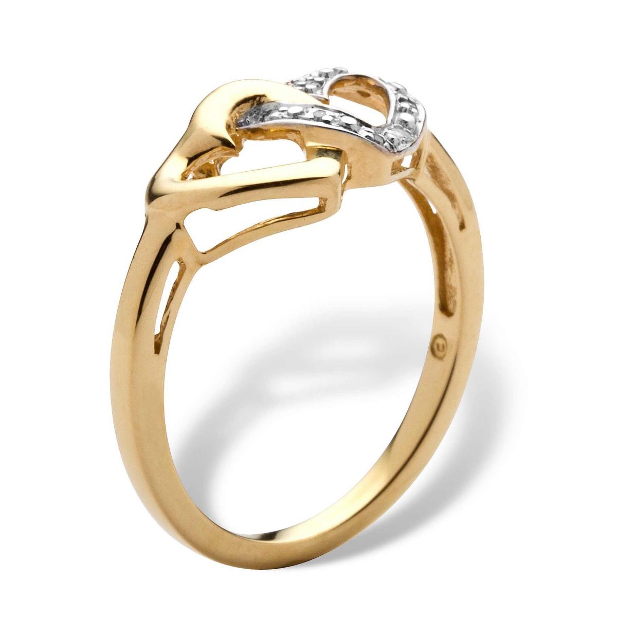 Diamond Accent Interlocking Heart Ring in Gold-Plated Sterling Silver
