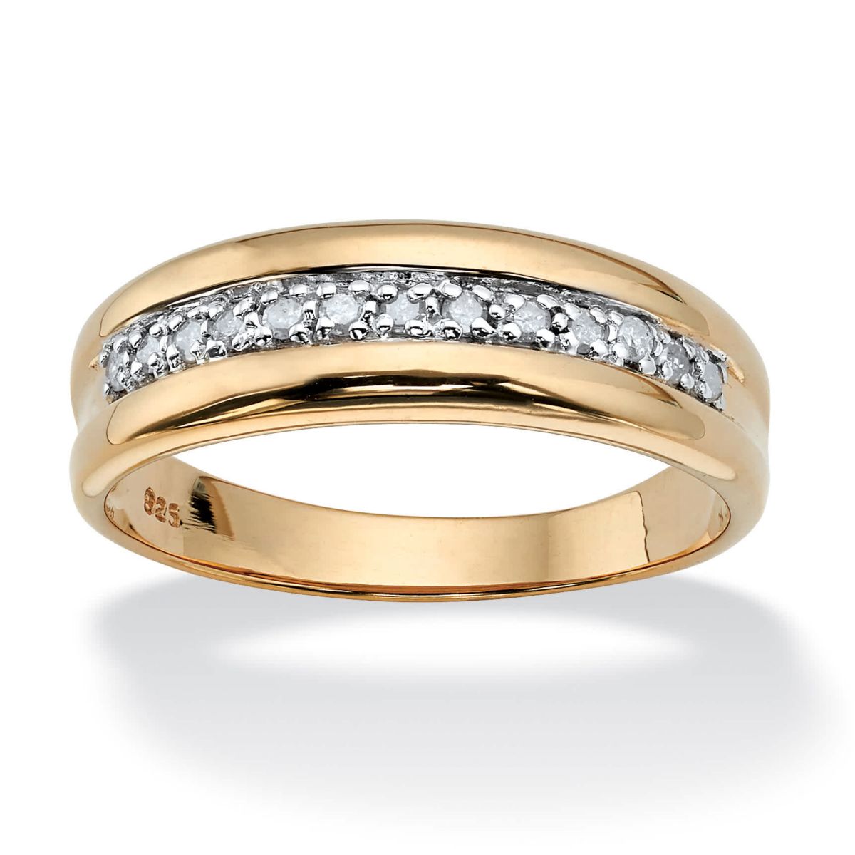 Mens 1/5 TCW Diamond Band in Gold-Plated Sterling Silver