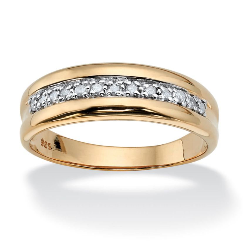 Mens 1/5 TCW Diamond Band in Gold-Plated Sterling Silver
