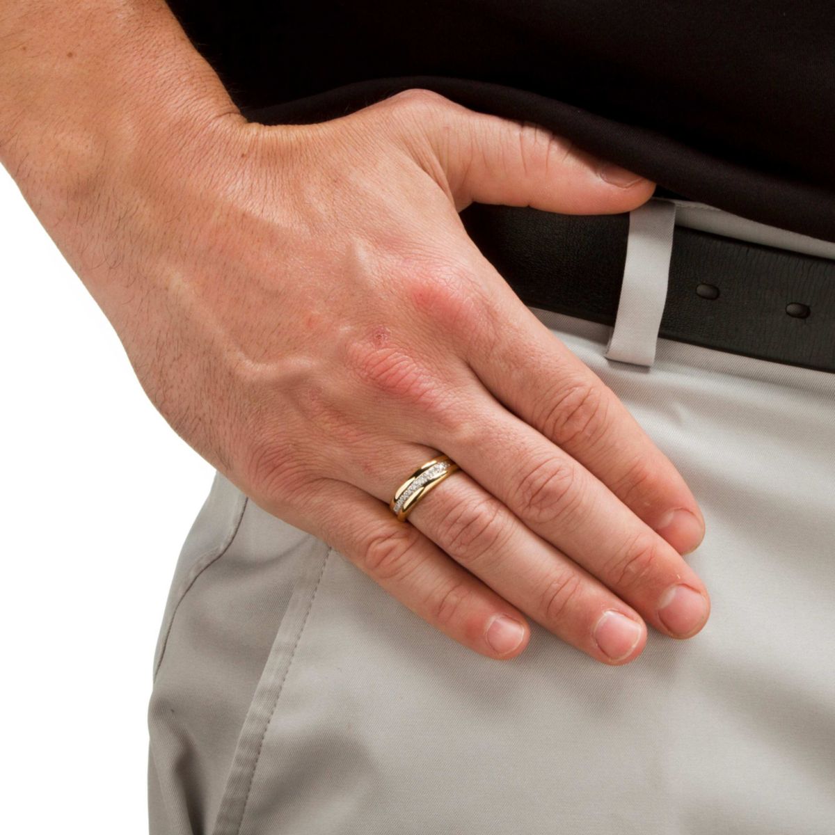 Mens 1/5 TCW Diamond Band in Gold-Plated Sterling Silver