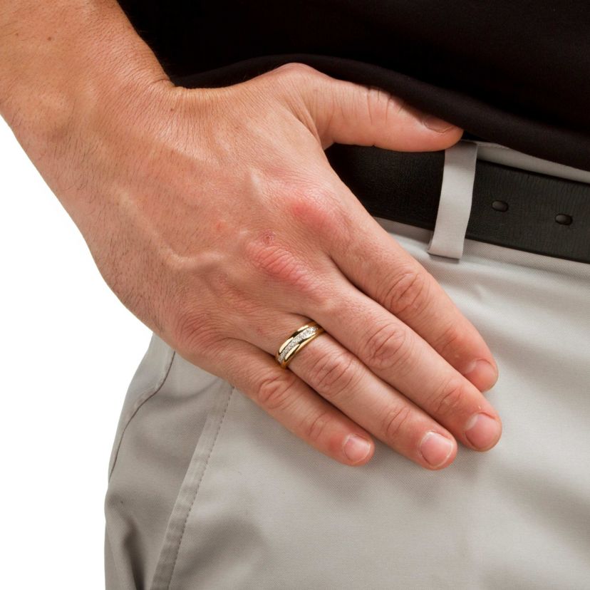 Mens 1/5 TCW Diamond Band in Gold-Plated Sterling Silver