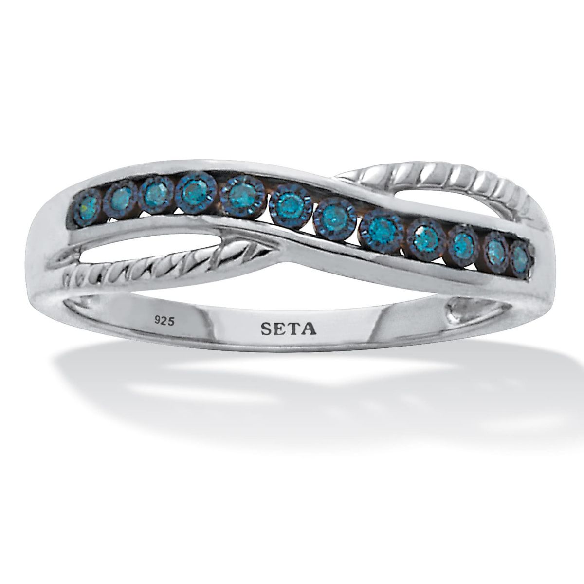 Seta Jewelry .06 TCW Blue Diamond Sterling Silver Twist Ring | Belk