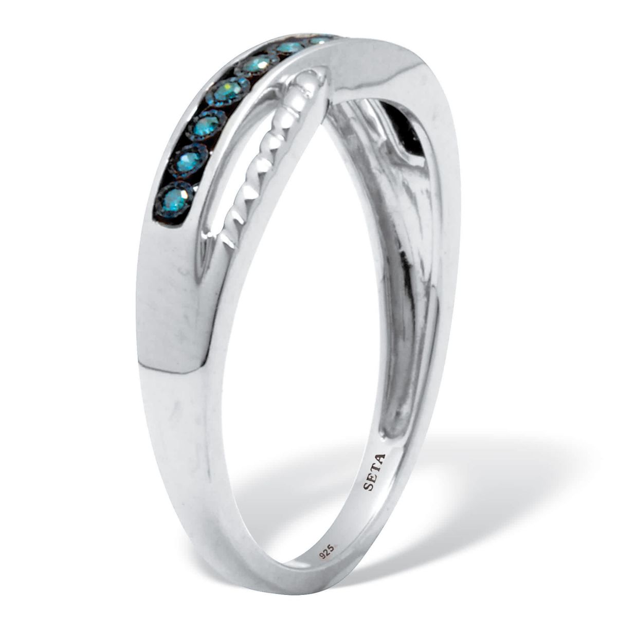 Seta Jewelry .06 TCW Blue Diamond Sterling Silver Twist Ring | Belk