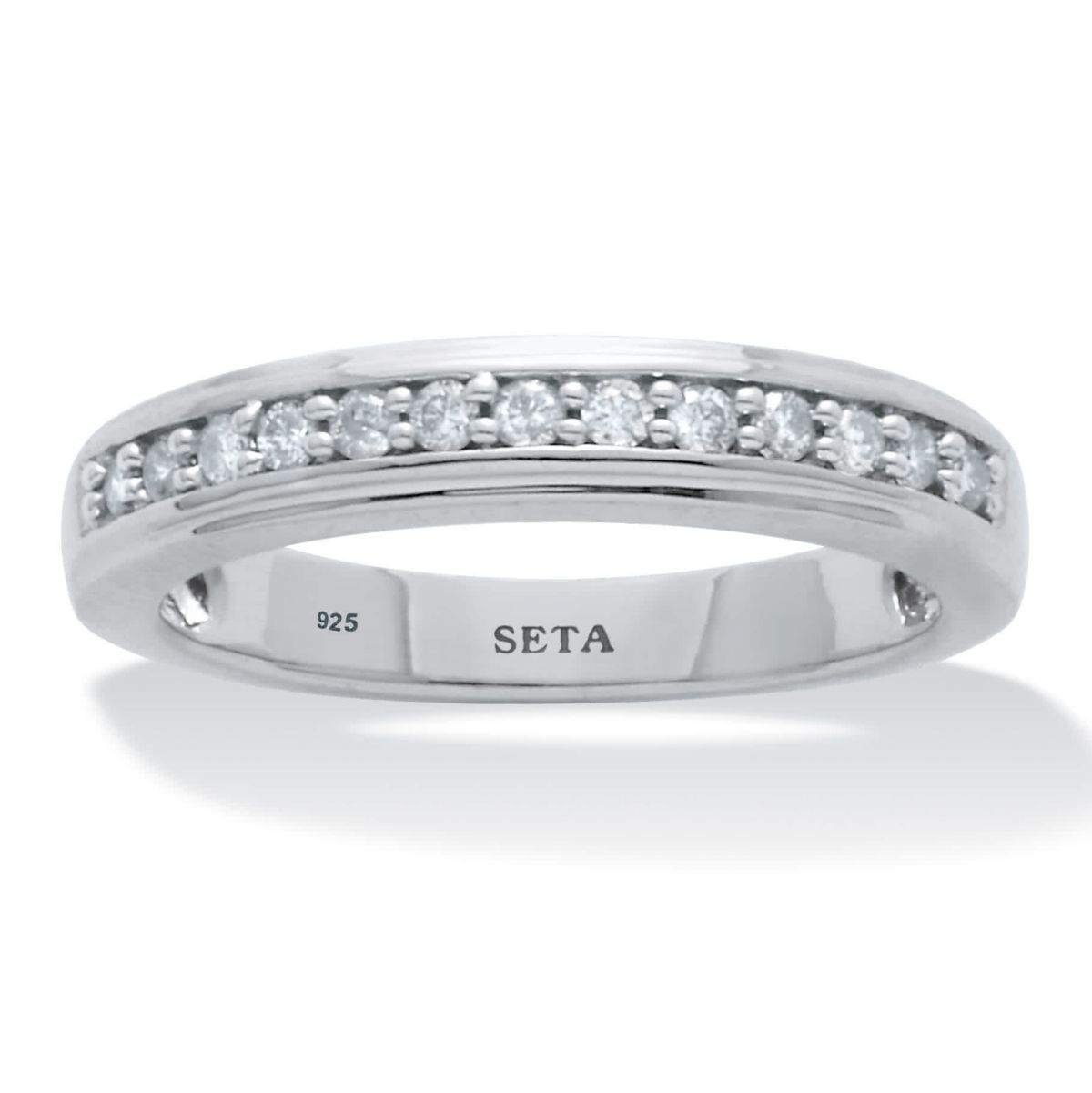 .13 TCW Diamond Sterling Silver Wedding Band Ring