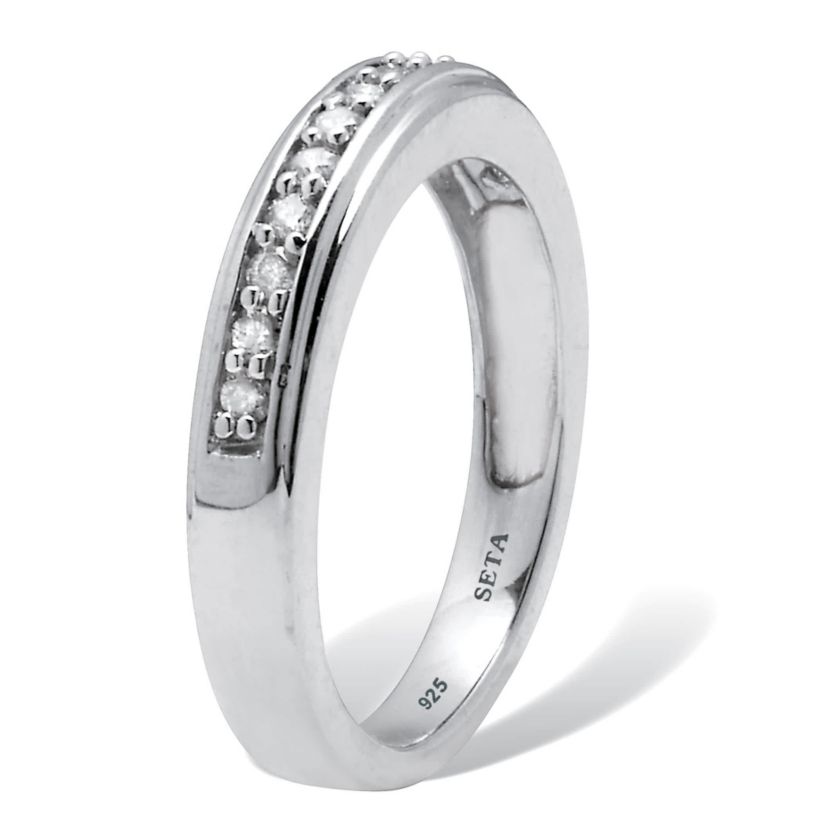 .13 TCW Diamond Sterling Silver Wedding Band Ring