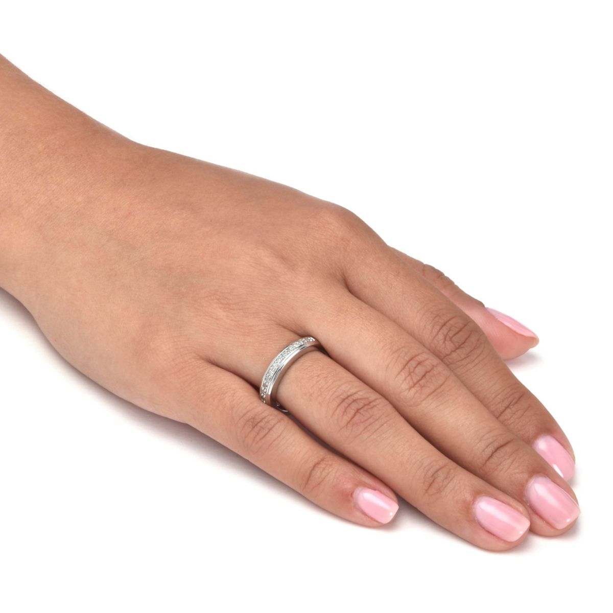 .13 TCW Diamond Sterling Silver Wedding Band Ring