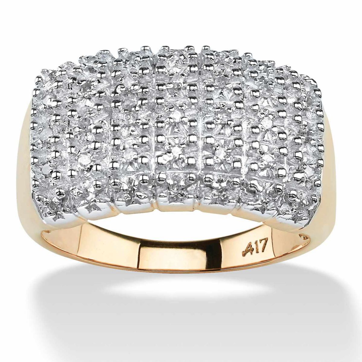 1/5 TCW Pave Diamond Cluster Ring in Solid 10k Gold