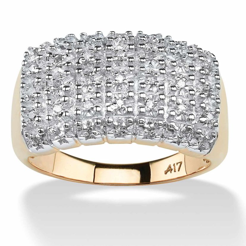 1/5 TCW Pave Diamond Cluster Ring in Solid 10k Gold
