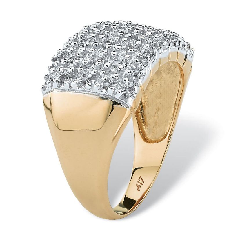 1/5 TCW Pave Diamond Cluster Ring in Solid 10k Gold