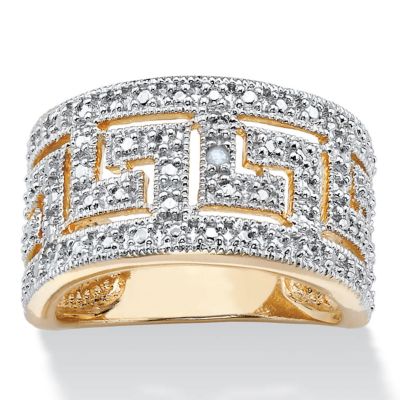 Seta Jewelry Round Diamond Accent Greek Key Cutout Dome Ring Yellow ...