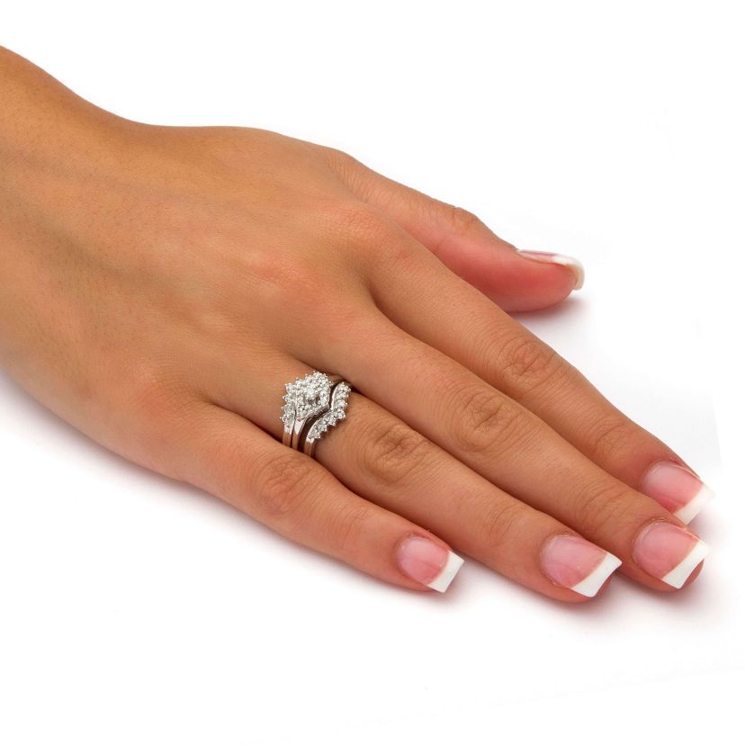 1/5 TCW Round Diamond Bridal 3-Pc. Set Platinum-plated Sterling Silver