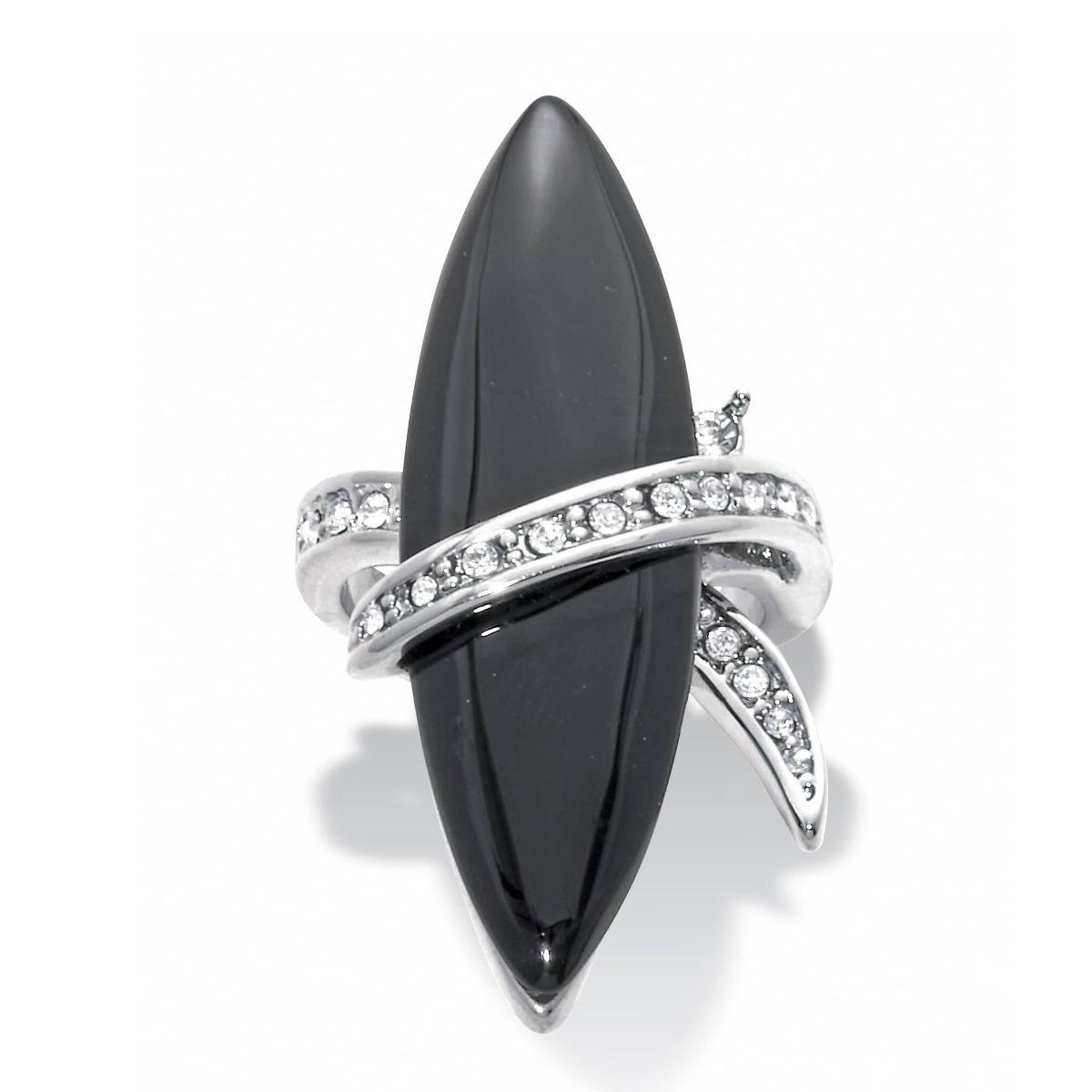 Seta Jewelry Wrapped Marquise Onyx and Crystal Platinum-Plated Ring | Belk