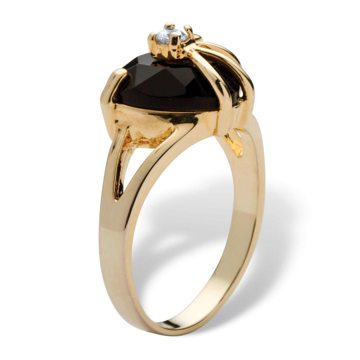 Seta Jewelry Heart-Shaped Genuine Onyx Cubic Zirconia Accent Gold ...