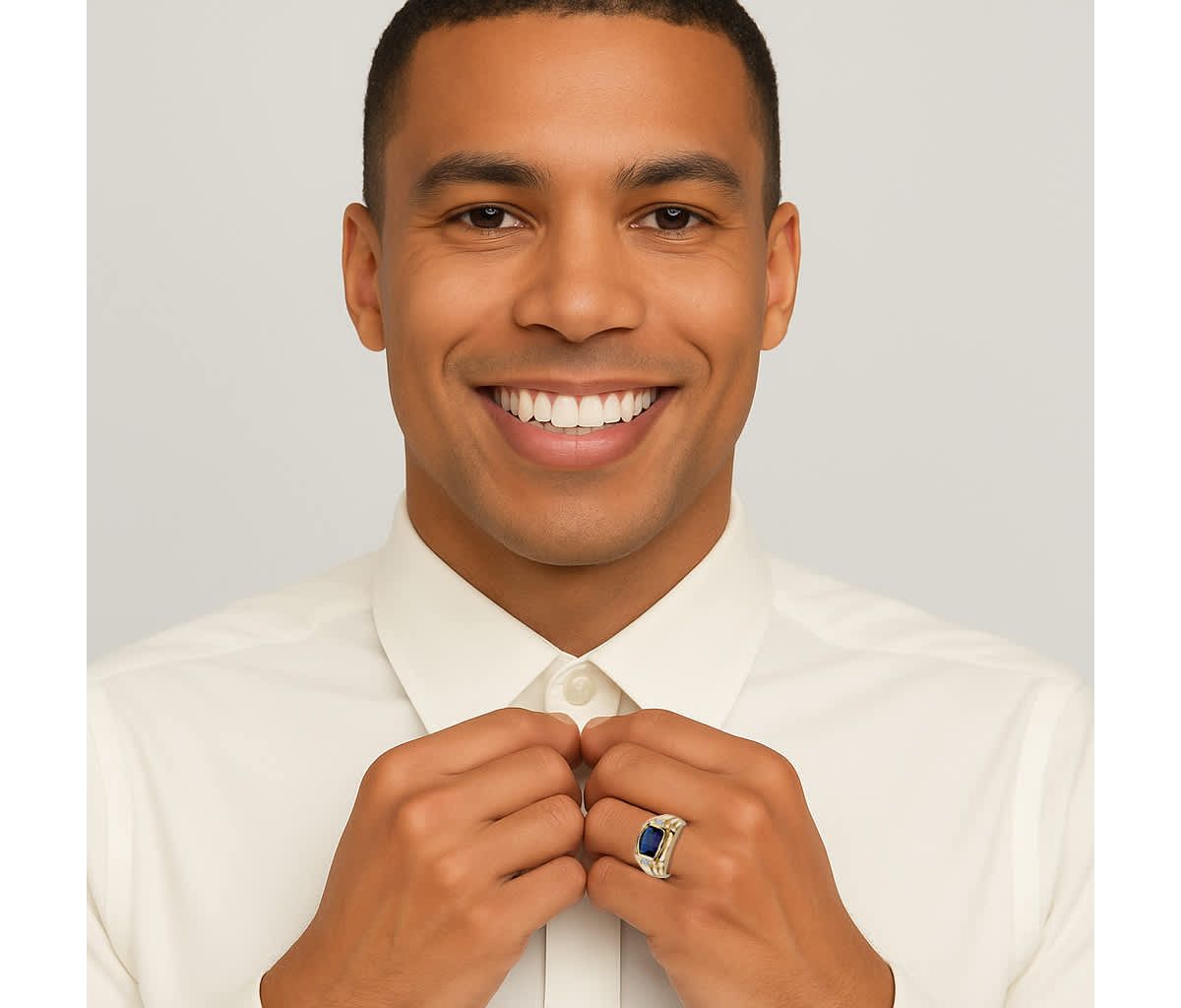 Lab Created Mens 2.77 TCW Created Blue Sapphire and Diamond Accent 18k Gold-Plated Ring