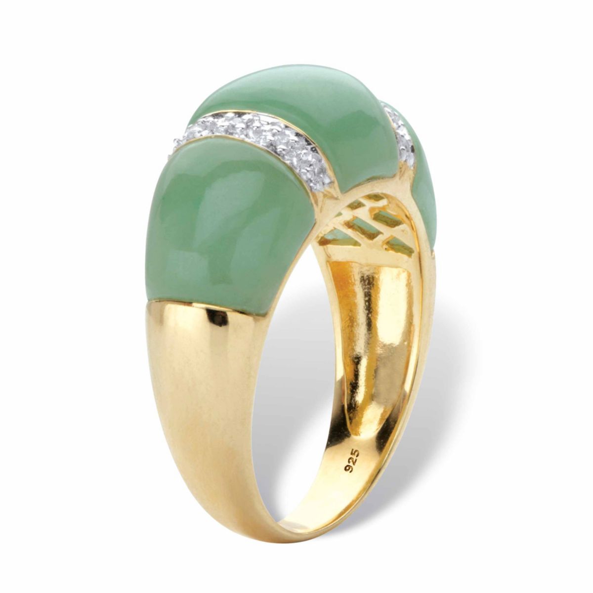 Seta Jewelry .20 Cttw. Genuine Green Jade and White Topaz Gold-Plated ...