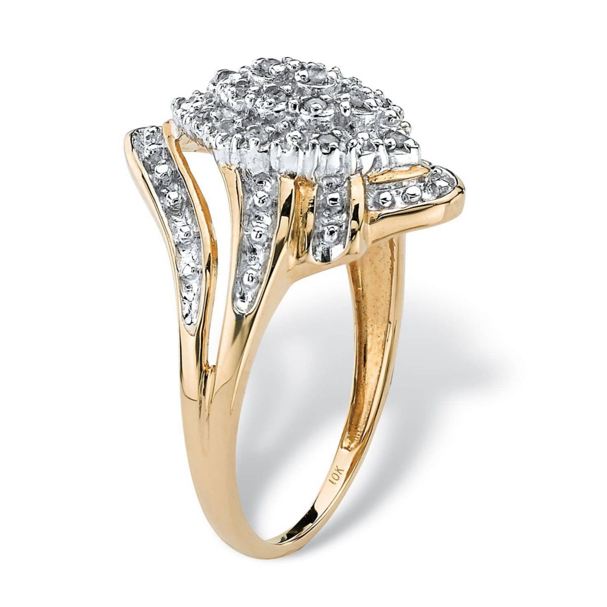 Seta Jewelry 1/10 TCW Round Diamond Swirled Cluster Ring in Solid 10k ...