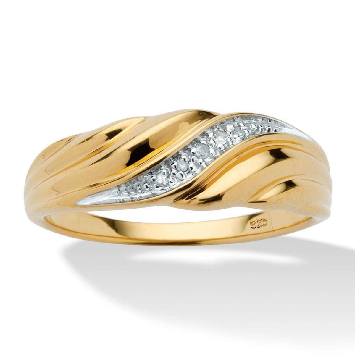 Mens Diamond Accent Ring in Gold-Plated Sterling Silver