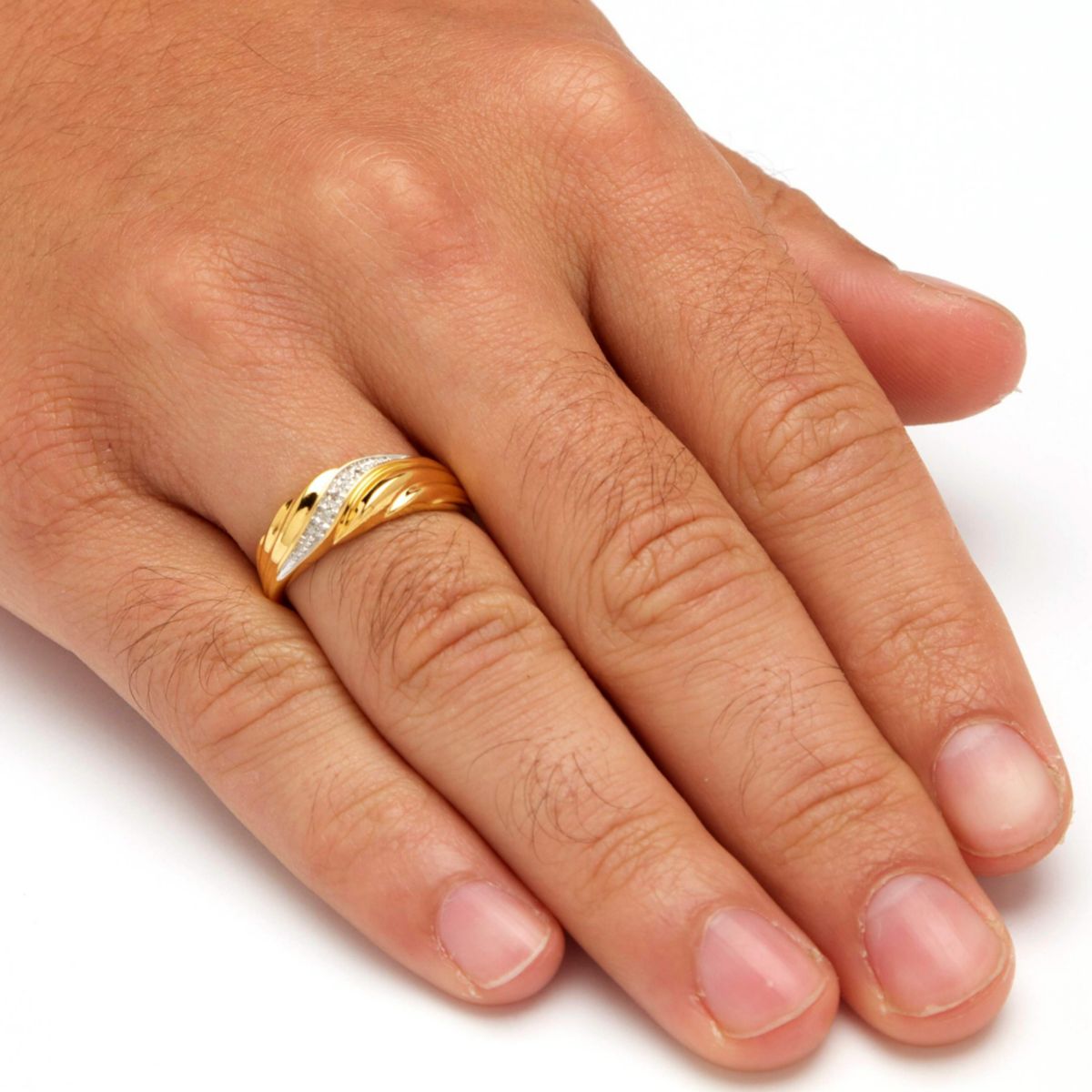 Mens Diamond Accent Ring in Gold-Plated Sterling Silver