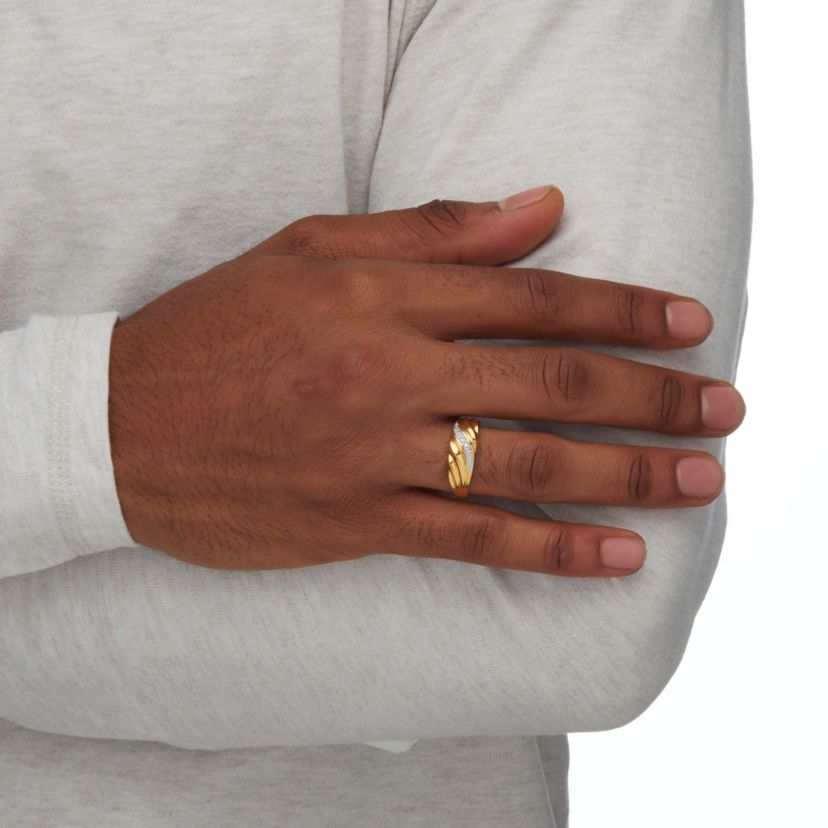 Mens Diamond Accent Ring in Gold-Plated Sterling Silver