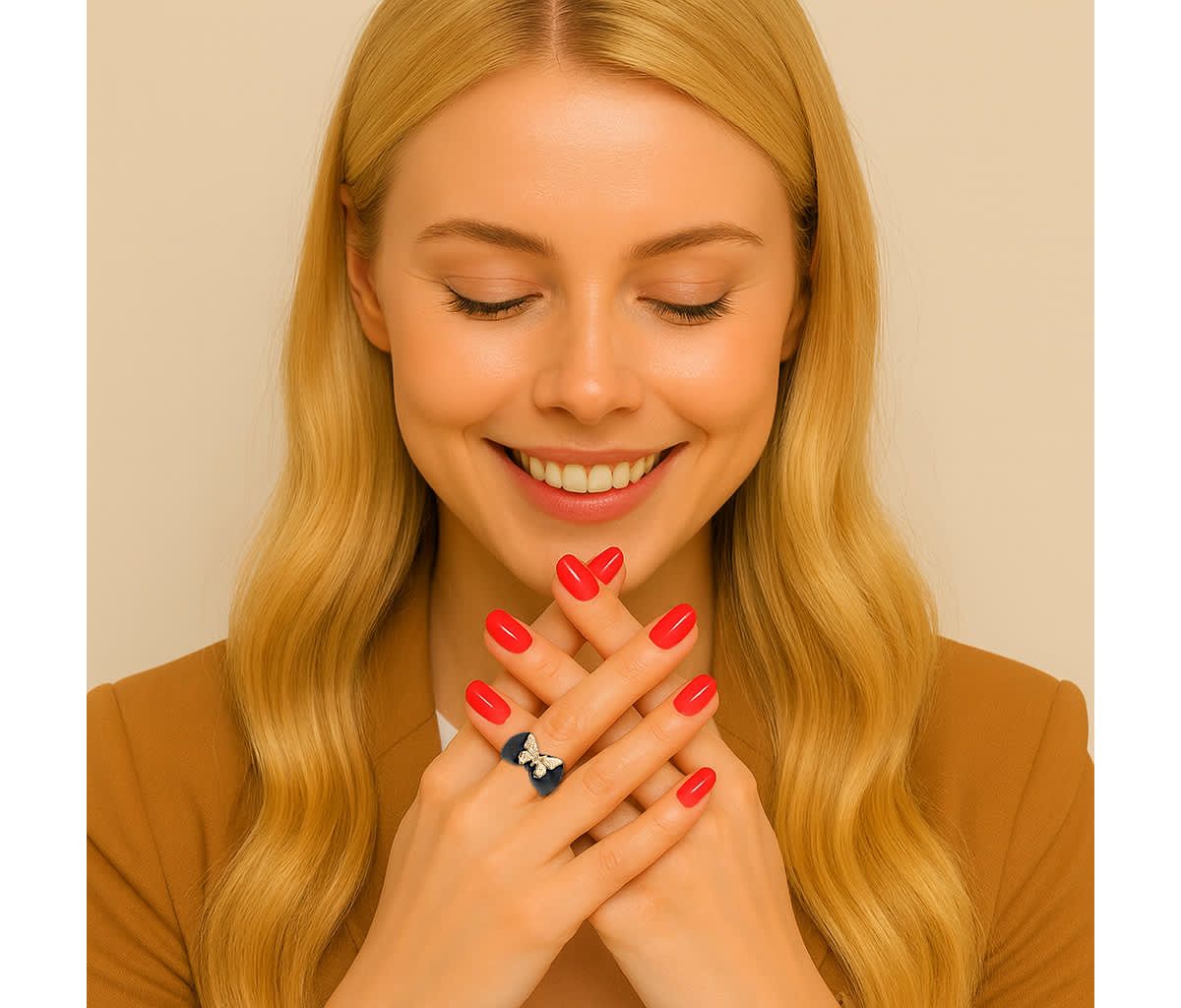 Genuine Black Jade Solid 10k Yellow Gold Butterfly Ring