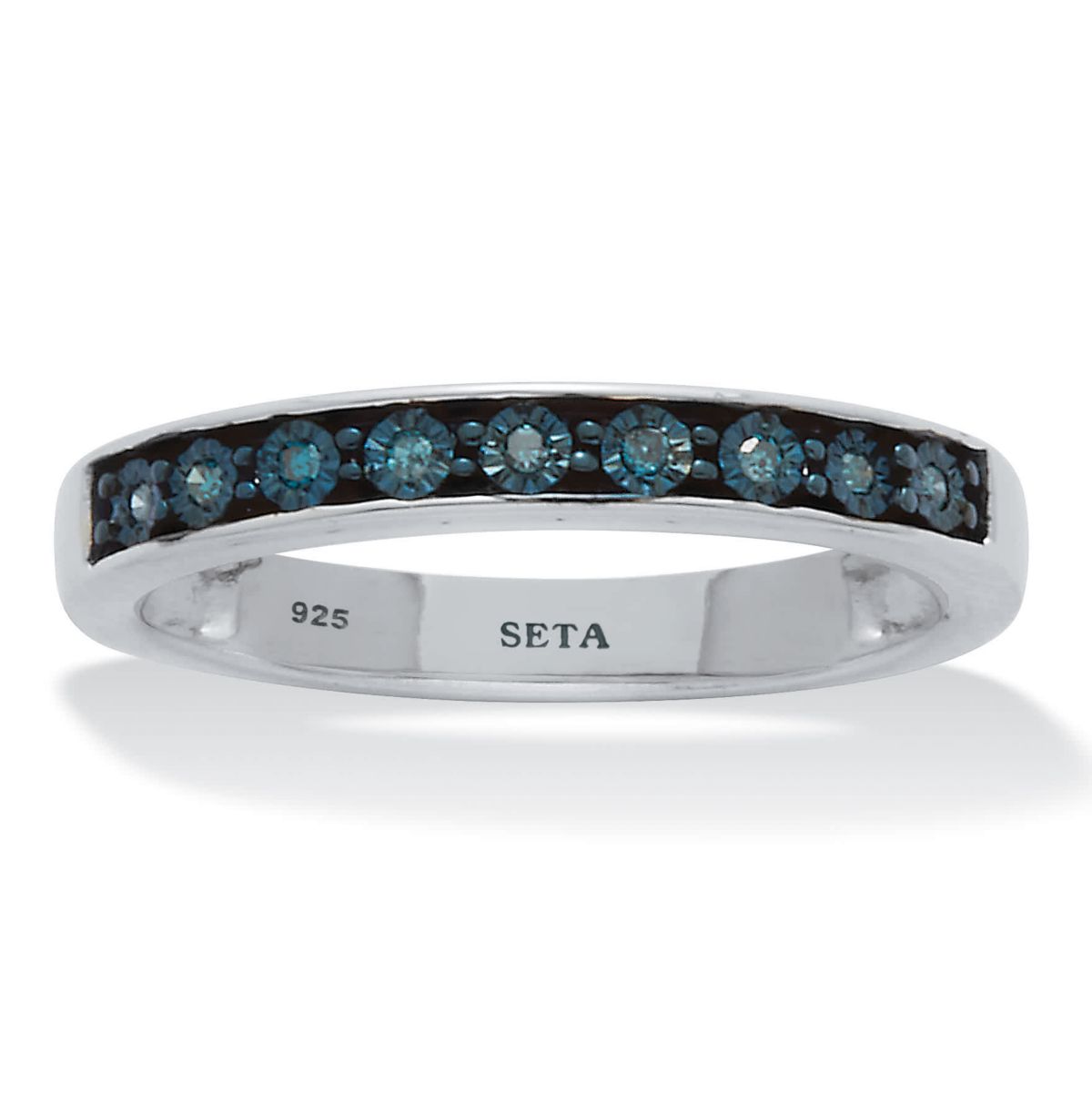 .05 TCW Blue Diamond Sterling Silver Ring