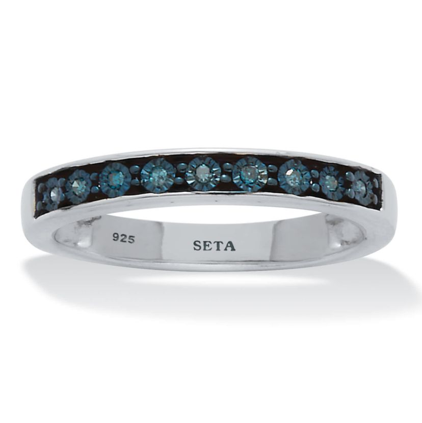 .05 TCW Blue Diamond Sterling Silver Ring