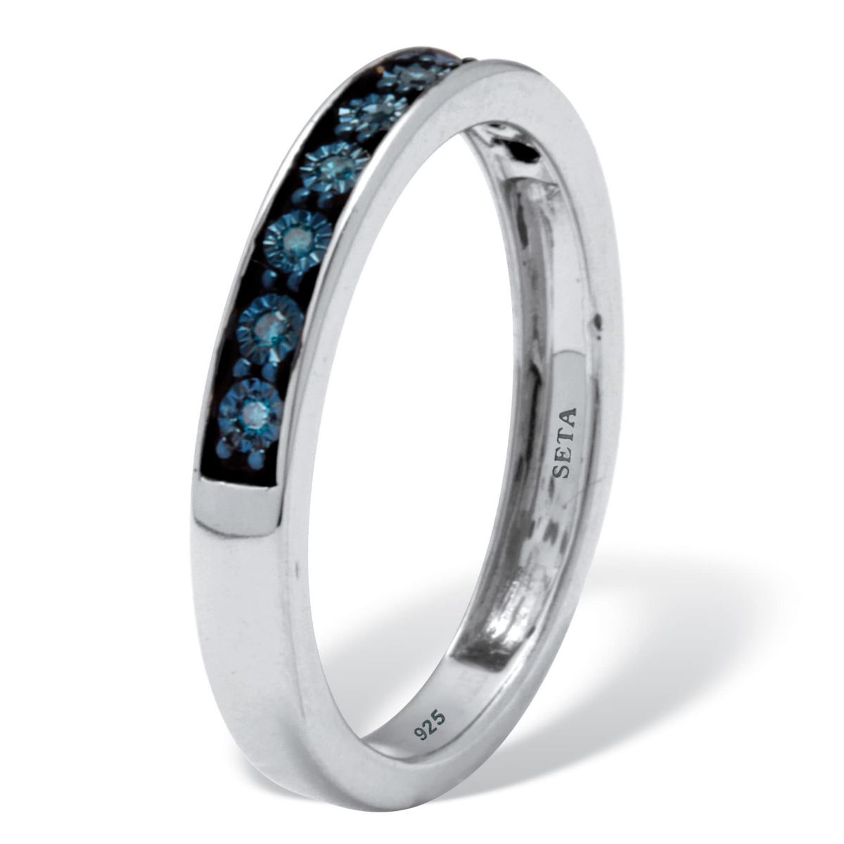 .05 TCW Blue Diamond Sterling Silver Ring