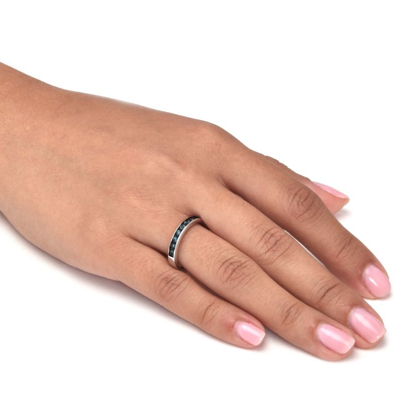 .05 TCW Blue Diamond Sterling Silver Ring