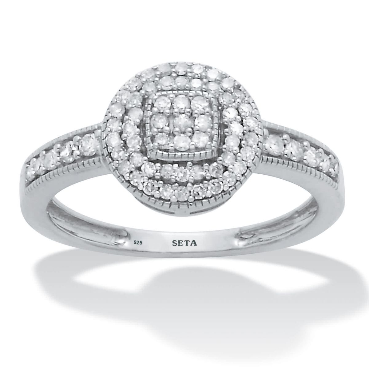 Seta Jewelry .30 TCW Diamond Sterling Silver Halo Engagement Ring | Belk